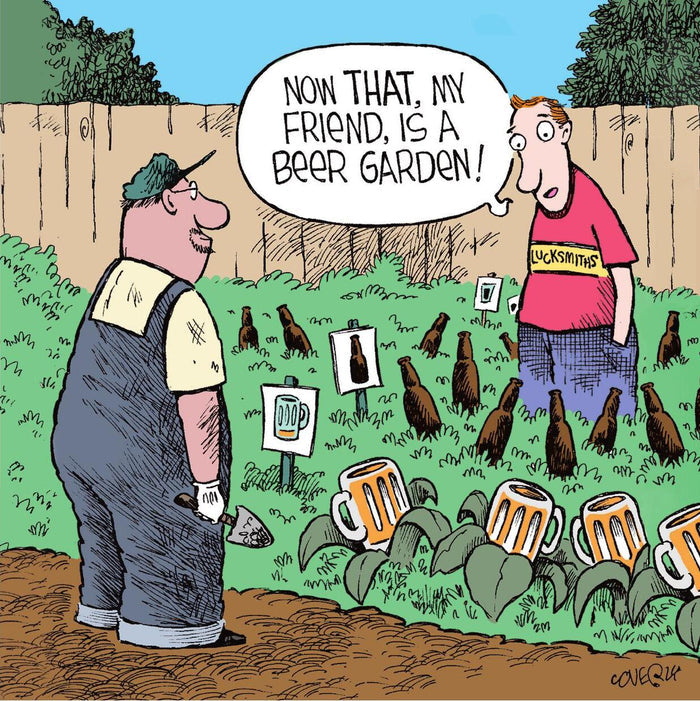 Beer Garden Cartoon Card