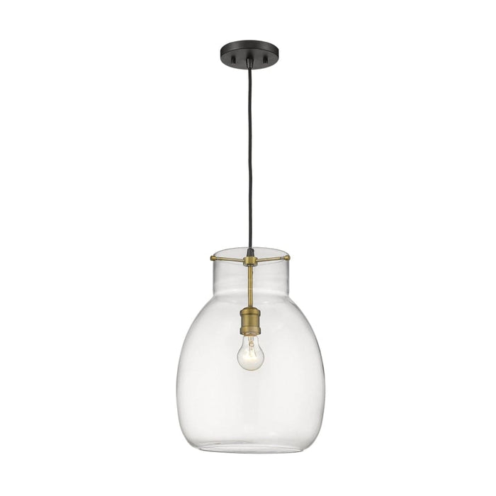 Bella Matte Black Olde Brass 1 Light Pendant - Pendants