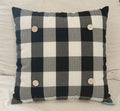 Black Buffalo Plaid Square Button Pillow