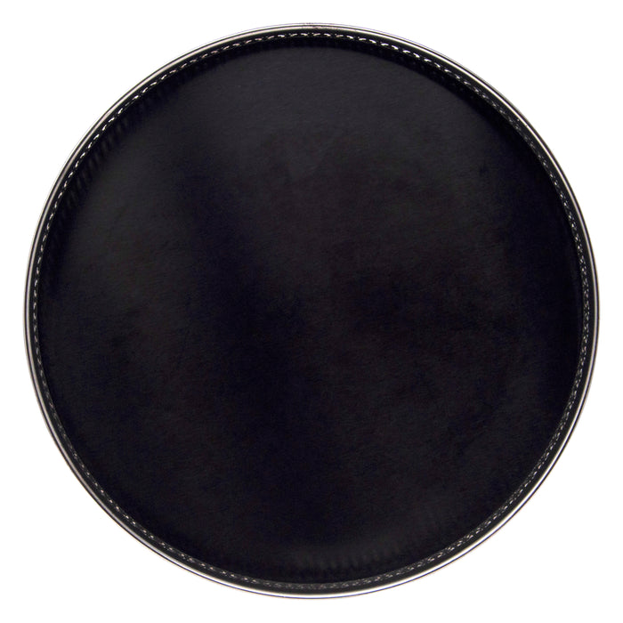 Vintage Black Formica Silver Plate Edge Serving Tray | The Hour Shop