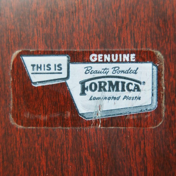 Vintage Brown Formica Round Tray Label | The Hour Shop