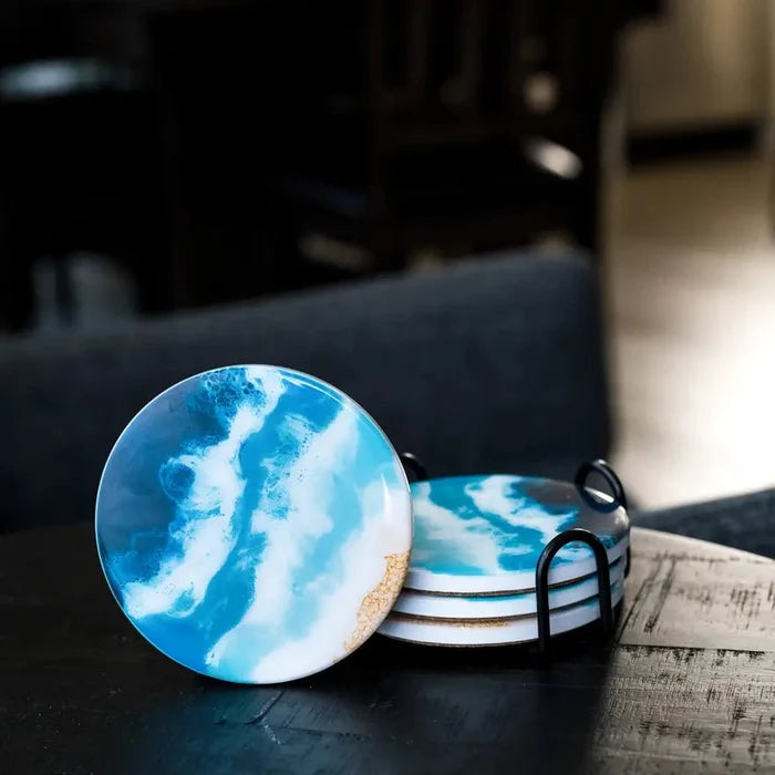 Coasters - 4.5″ x 4.5″ Ocean Vibes Ceramic Resin