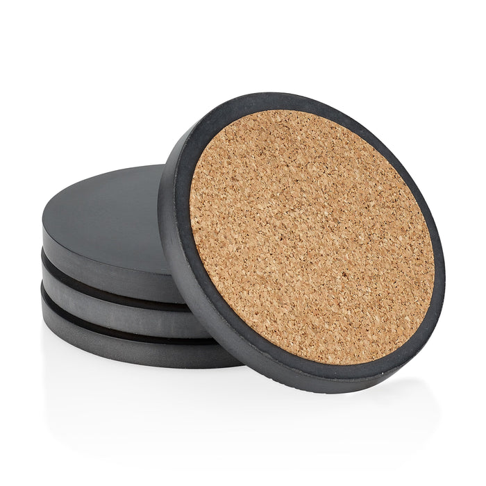 Concrete Round Charcoal Coasters, Set of 4