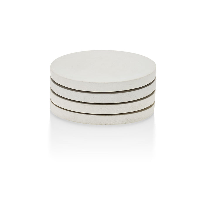 Concrete Round White Coasters, Set of 4