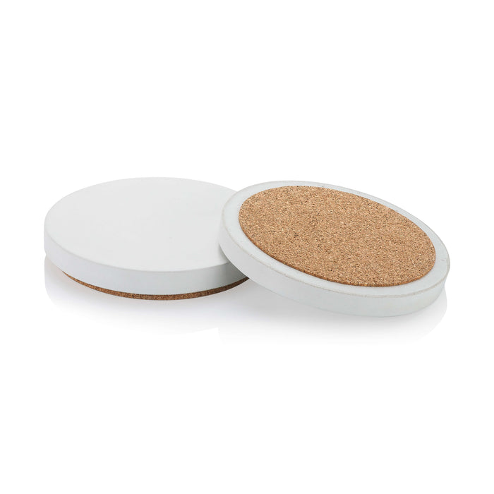 Concrete Round White Coasters, Set of 4