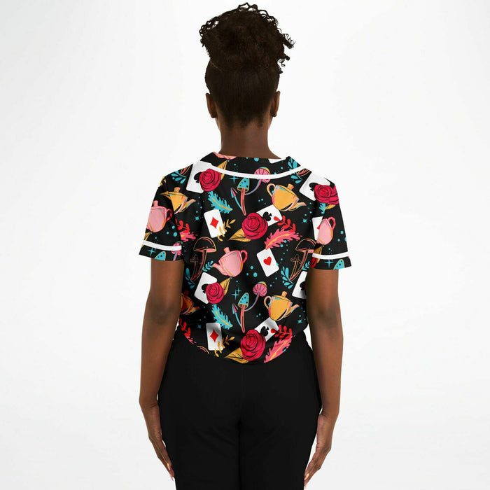 Curiouser and Curiouser Cropped Jersey, Cropped Baseball Jersey, - One Stop Rave