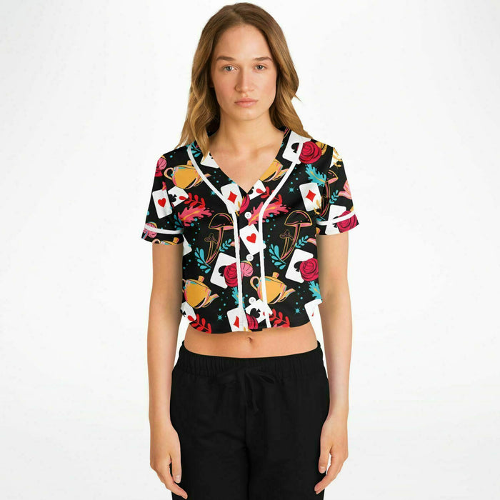 Curiouser and Curiouser Cropped Jersey, Cropped Baseball Jersey, - One Stop Rave