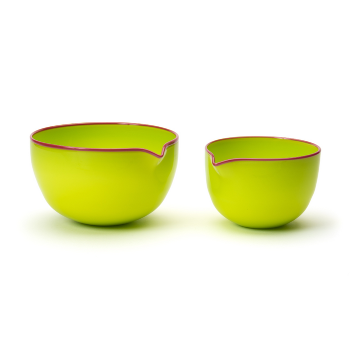 Electric Lime Spouted Glass Bowl, Medium