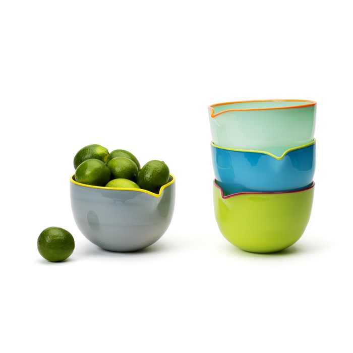 Electric Lime Spouted Glass Bowl, Medium