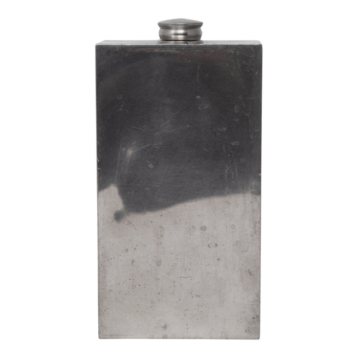 Vintage English Pewter Block Rectangular Flask | The Hour Shop
