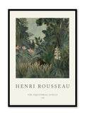 Equatorial Jungle is a minimalist illustration of Henri Rousseau's The Equatorial Jungle painting framed with its information by Opposite Wall.