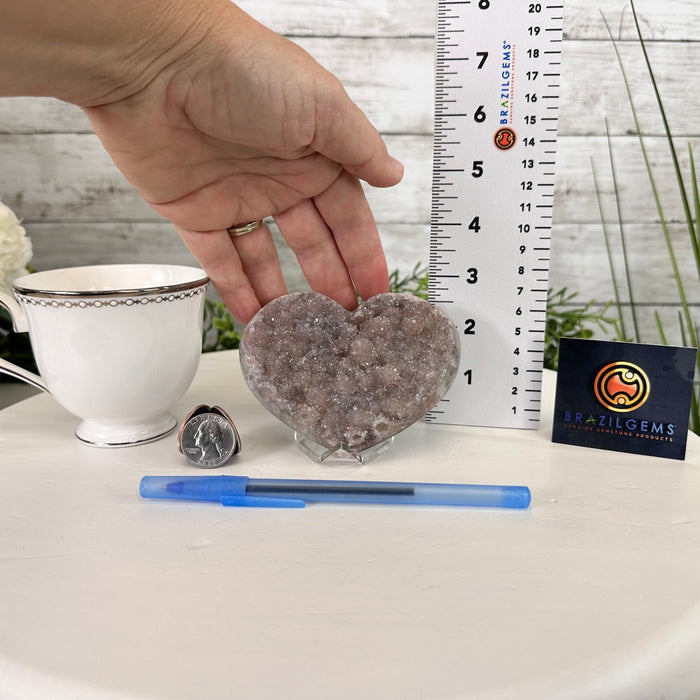 Extra Quality Amethyst Heart Geode on an Acrylic Stand, 0.91 lbs & 2.7" Tall #5462-0051 by Brazil Gems - Brazil GemsBrazil GemsExtra Quality Amethyst Heart Geode on an Acrylic Stand, 0.91 lbs & 2.7" Tall #5462-0051 by Brazil GemsHearts5462-0051