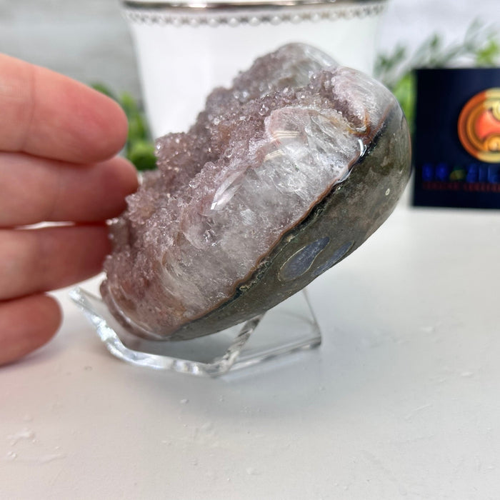 Extra Quality Amethyst Heart Geode on an Acrylic Stand, 0.91 lbs & 2.7" Tall #5462-0051 by Brazil Gems - Brazil GemsBrazil GemsExtra Quality Amethyst Heart Geode on an Acrylic Stand, 0.91 lbs & 2.7" Tall #5462-0051 by Brazil GemsHearts5462-0051