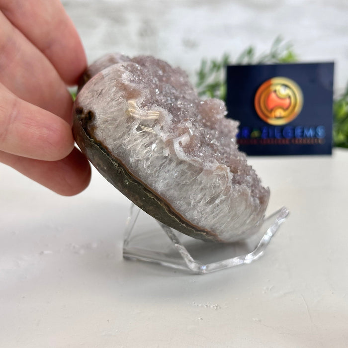 Extra Quality Amethyst Heart Geode on an Acrylic Stand, 0.91 lbs & 2.7" Tall #5462-0051 by Brazil Gems - Brazil GemsBrazil GemsExtra Quality Amethyst Heart Geode on an Acrylic Stand, 0.91 lbs & 2.7" Tall #5462-0051 by Brazil GemsHearts5462-0051