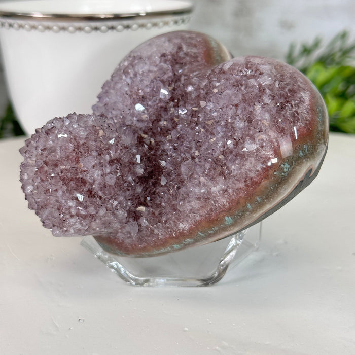 Extra Quality Amethyst Heart Geode on an Acrylic Stand, 1 lbs & 2.8" Tall #5462-0054 by Brazil Gems - Brazil GemsBrazil GemsExtra Quality Amethyst Heart Geode on an Acrylic Stand, 1 lbs & 2.8" Tall #5462-0054 by Brazil GemsHearts5462-0054