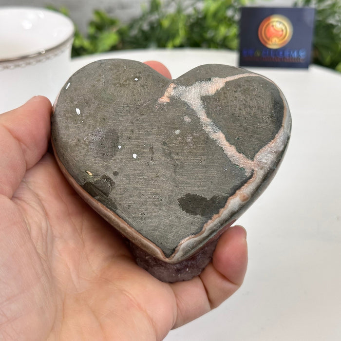 Extra Quality Amethyst Heart Geode on an Acrylic Stand, 1 lbs & 2.8" Tall #5462-0054 by Brazil Gems - Brazil GemsBrazil GemsExtra Quality Amethyst Heart Geode on an Acrylic Stand, 1 lbs & 2.8" Tall #5462-0054 by Brazil GemsHearts5462-0054
