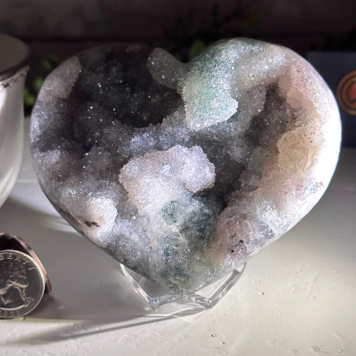 Extra Quality Amethyst Heart Geode on an Acrylic Stand, 1.26 lbs & 3.25" Tall #5462-0059 by Brazil Gems - Brazil GemsBrazil GemsExtra Quality Amethyst Heart Geode on an Acrylic Stand, 1.26 lbs & 3.25" Tall #5462-0059 by Brazil GemsHearts5462-0059