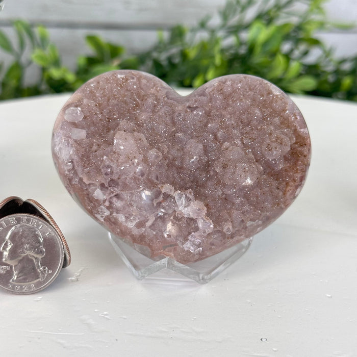 Extra Quality Pink Amethyst Heart Geode on an Acrylic Stand, 0.57 lbs & 2.1" Tall #5462-0042 by Brazil Gems - Brazil GemsBrazil GemsExtra Quality Pink Amethyst Heart Geode on an Acrylic Stand, 0.57 lbs & 2.1" Tall #5462-0042 by Brazil GemsHearts5462-0042