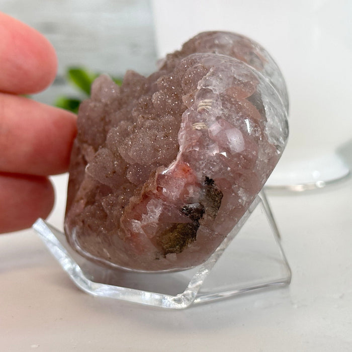 Extra Quality Pink Amethyst Heart Geode on an Acrylic Stand, 0.57 lbs & 2.1" Tall #5462-0042 by Brazil Gems - Brazil GemsBrazil GemsExtra Quality Pink Amethyst Heart Geode on an Acrylic Stand, 0.57 lbs & 2.1" Tall #5462-0042 by Brazil GemsHearts5462-0042