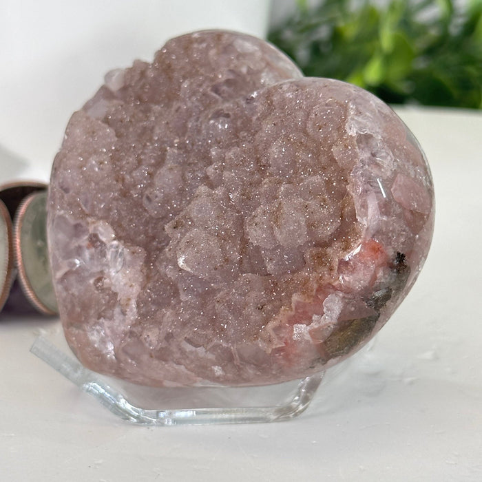 Extra Quality Pink Amethyst Heart Geode on an Acrylic Stand, 0.57 lbs & 2.1" Tall #5462-0042 by Brazil Gems - Brazil GemsBrazil GemsExtra Quality Pink Amethyst Heart Geode on an Acrylic Stand, 0.57 lbs & 2.1" Tall #5462-0042 by Brazil GemsHearts5462-0042