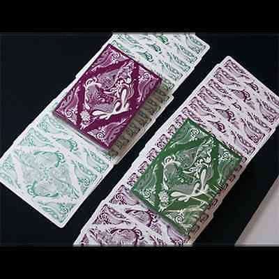 PlayingCardDecks.com-Floral 2 Deck Set Green Purple Playing Cards