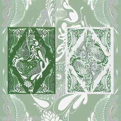 PlayingCardDecks.com-Floral 2 Deck Set Green Purple Playing Cards
