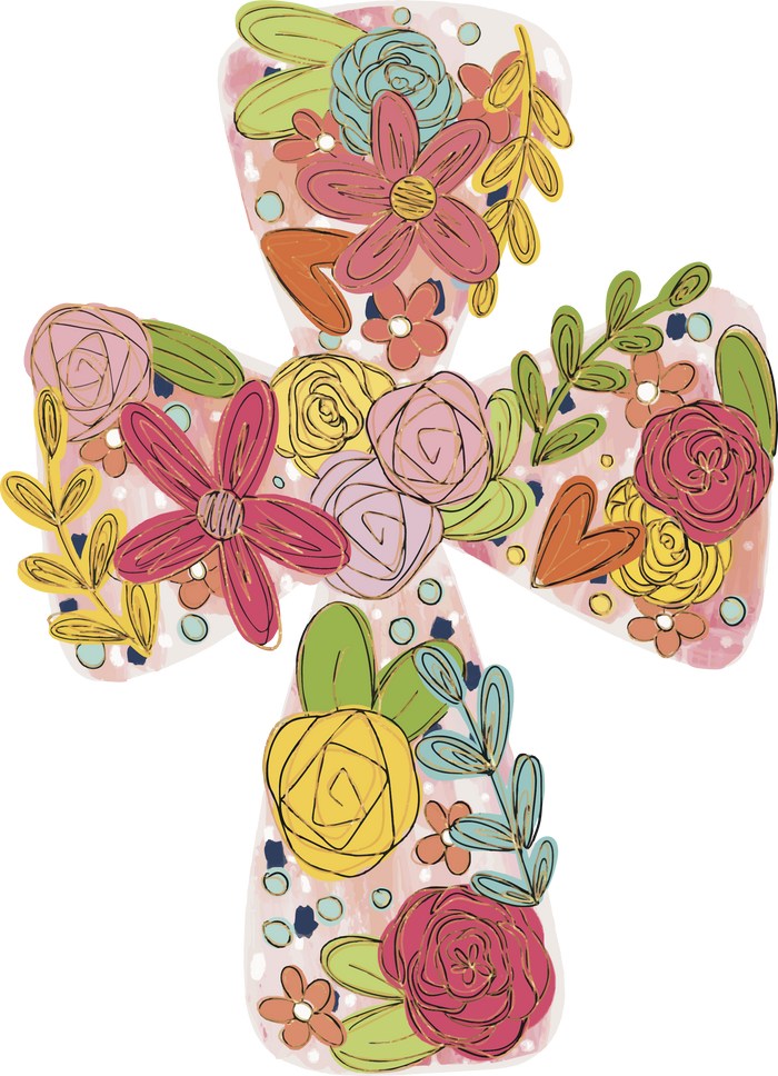 FLORAL CROSS WREATH SASH