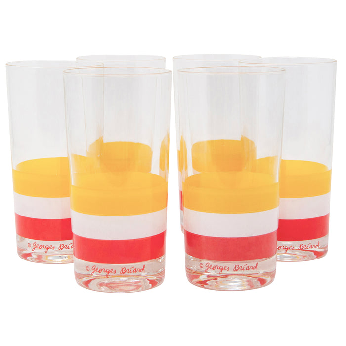 Vintage Georges Briard Cabana Striped Collins Glasses Front | The Hour Shop