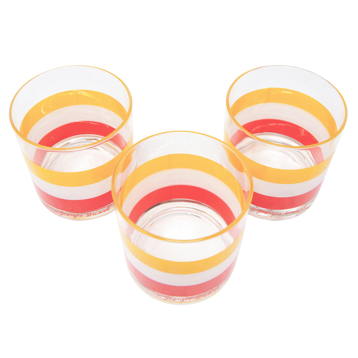 Vintage Georges Briard Yellow White Orange Cabana Rocks Glasses Top | The Hour Shop