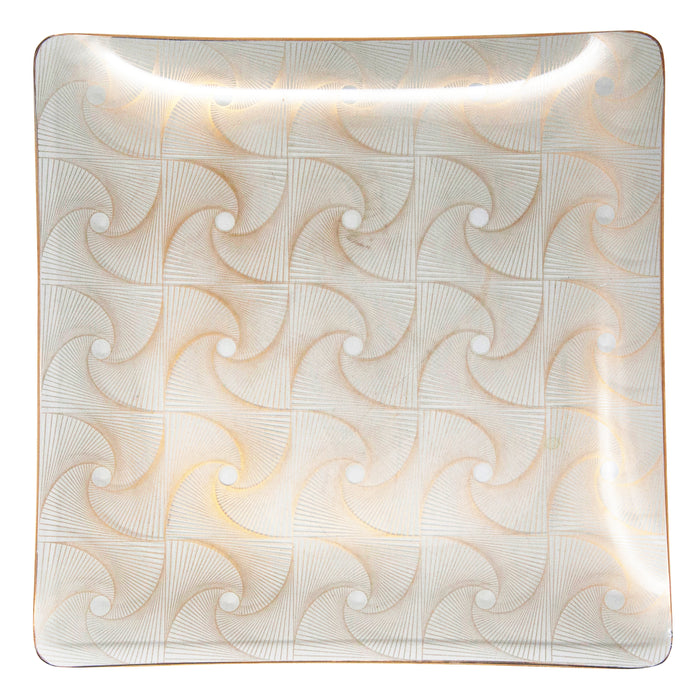 Vintage Gold Abstract Swirls Square Bent Glass Tray | The Hour Shop