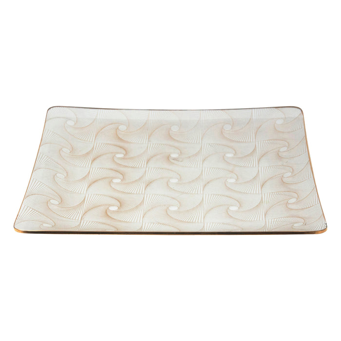 Vintage Gold Abstract Swirls Square Bent Glass Tray | The Hour Shop