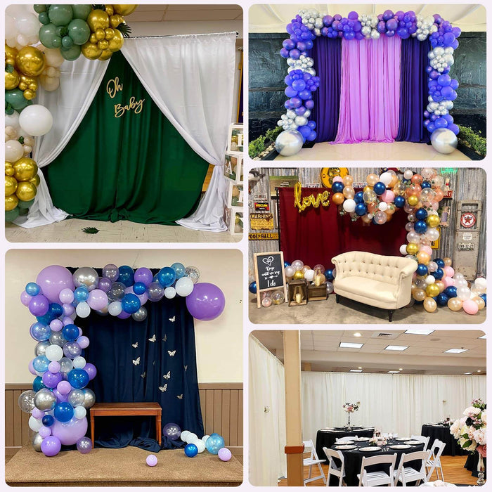 Various balloon decorations and backdrops for baby showers and events.