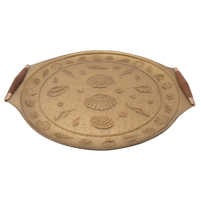 Vintage Gold Seashells Reverse Painted Tray Side | The Hour Shop