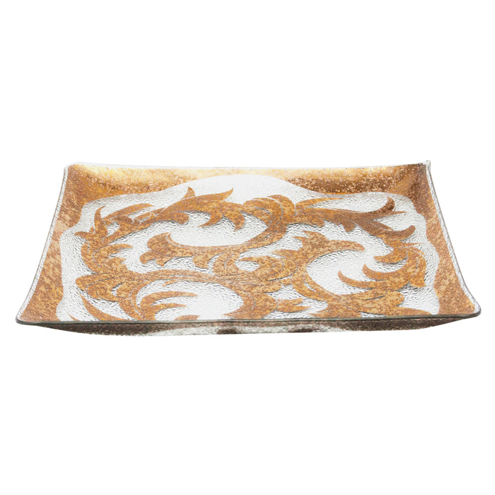 Vintage Gold Stylized Bent Glass Square Tray Side | The Hour Shop