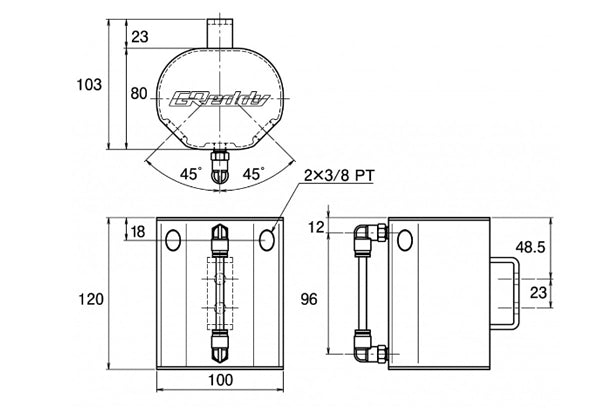 GREDDY Universal Oil Catch Tank Short - 19mm 680cc ##618122040 GREDDY