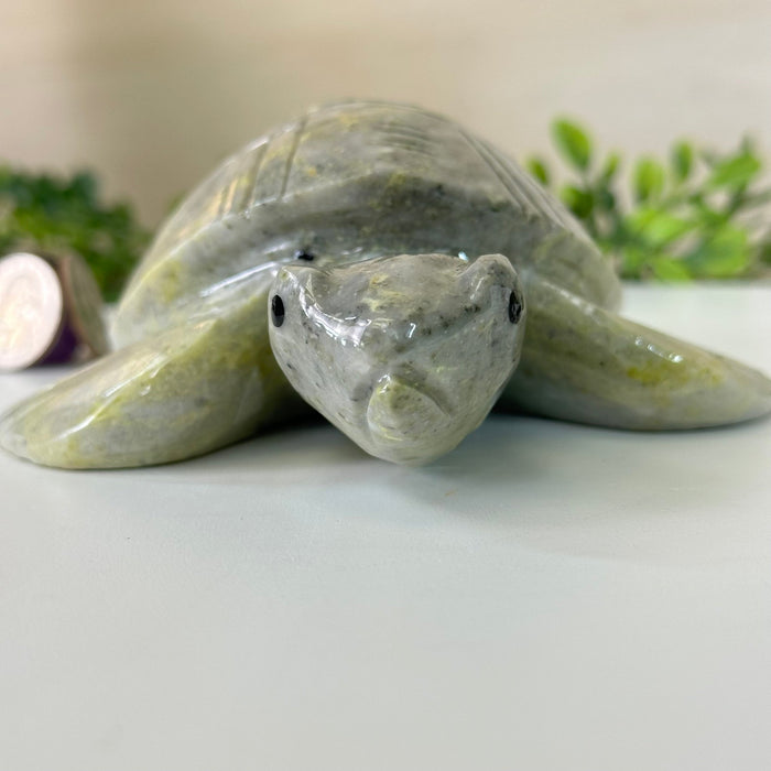 Handcrafted Serpentine Turtle Carving, 2 lbs and 2.1" Tall #3901SE - 001 - Brazil GemsBrazil GemsHandcrafted Serpentine Turtle Carving, 2 lbs and 2.1" Tall #3901SE - 0013901SE - 001