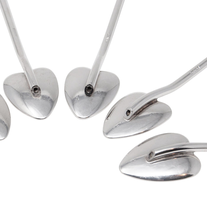 Vintage Italian PM Silver Plate Heart Shaped Sipper Straws Base Ends | The Hour Shop