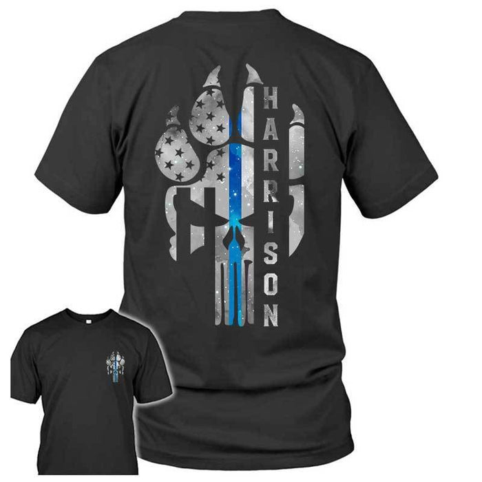 K9 Unit Thin Blue Line Punisher - Back Printed Personalized Shirt