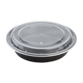 Karat 48oz PP Plastic Microwavable Round Food Containers & Lids - Black - 150 ct