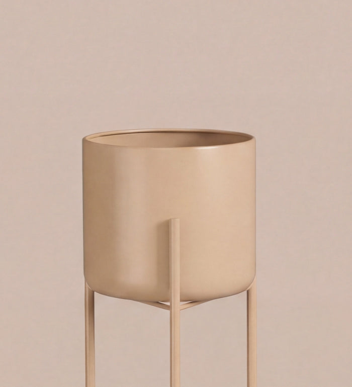 Large pink pot on stand