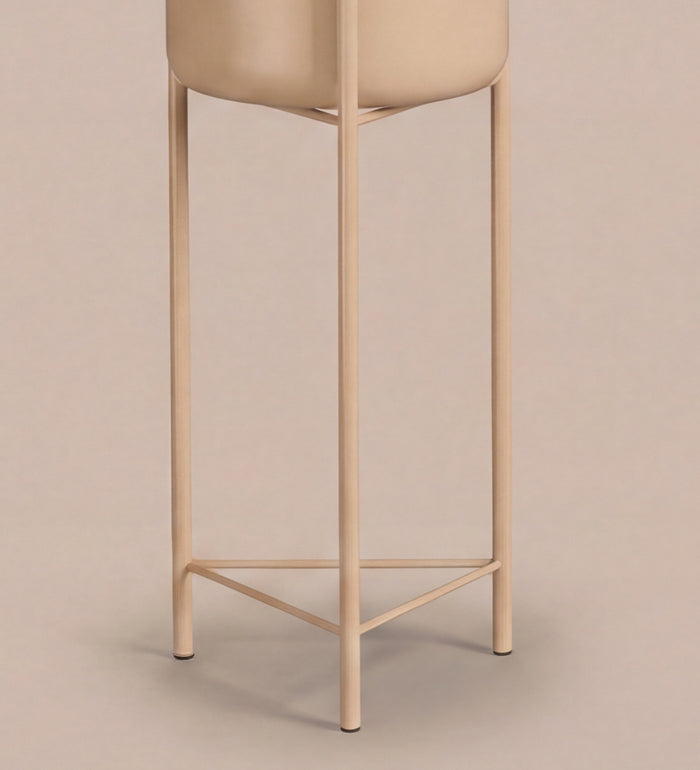 Large pink pot on stand