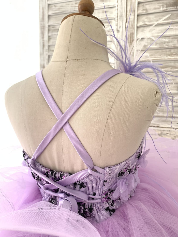 Lavender Lace Tulle Wedding Flower Girl Dress Kids Party