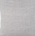 Square shaped cushion with fine navy stripes.