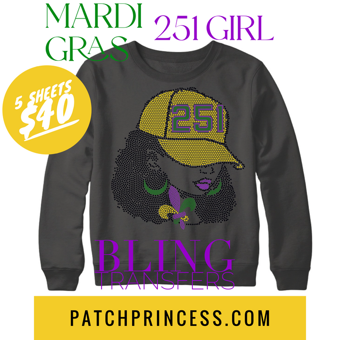 MARDI GRAS 251 GIRL BLING TRANSFERS