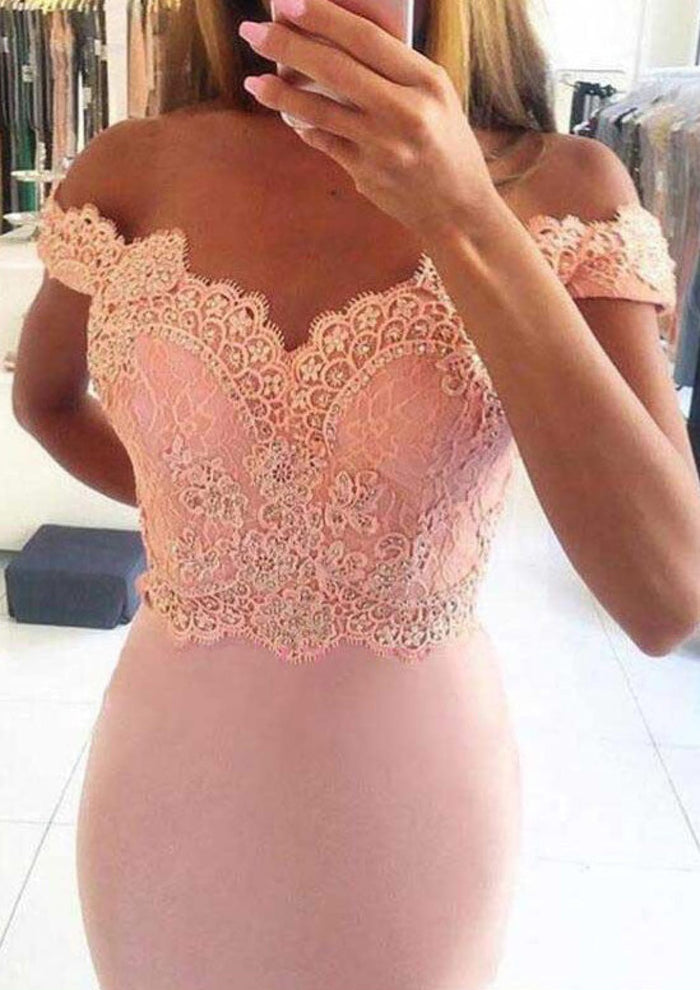 Mermaid Sweetheart Jersey Off Shoulder Bridesmaid Prom Party
