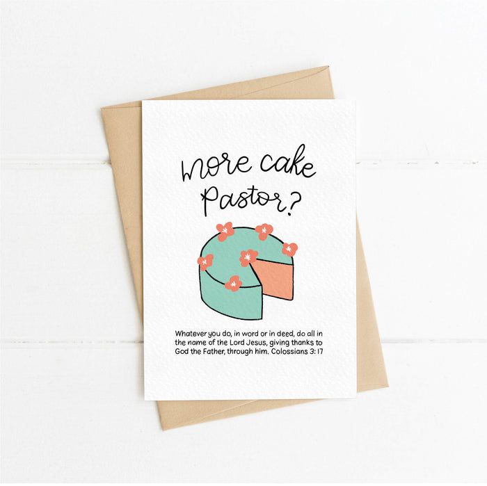 More Cake Fun Bible Verse Ministry/Ordination Card - Colossians 3:17 (your choice of title Minister, Reverend, Pastor, Vicar)