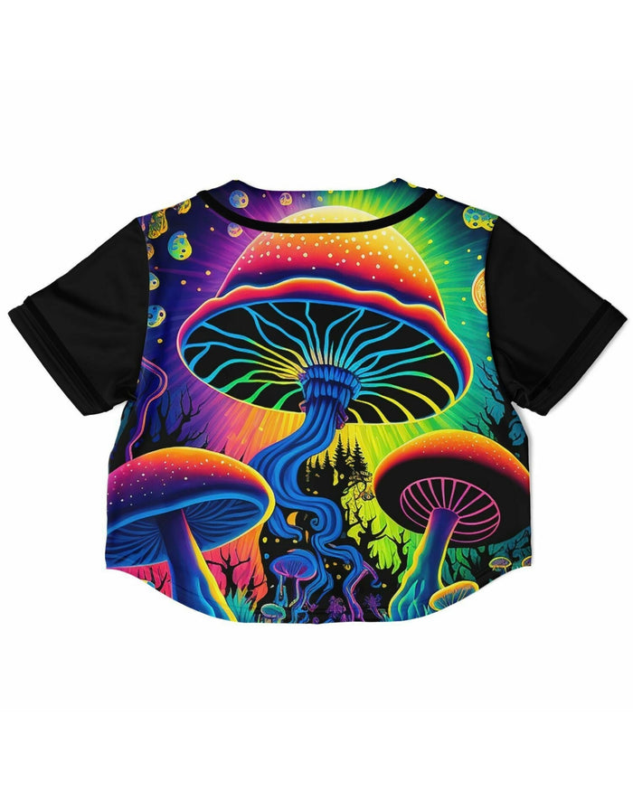 Mushroom Land Cropped Jersey, Cropped Baseball Jersey, - One Stop Rave