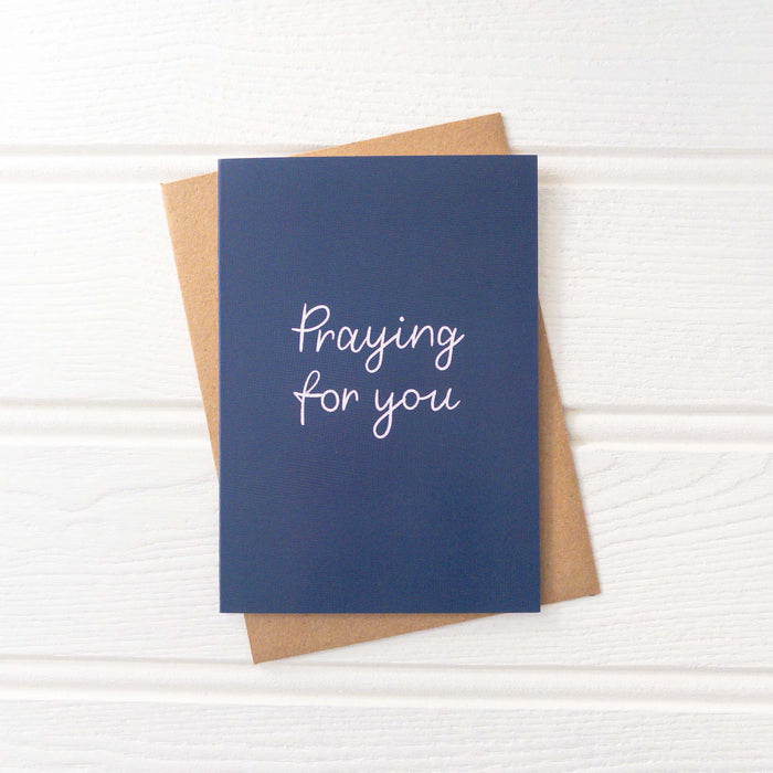 Navy and White Praying For You Card