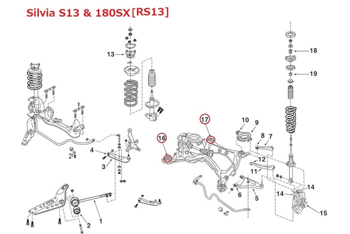 NISMO Rear Suspension Mount Bush Kit - Skyline R32 R33 R34 Silvia S13