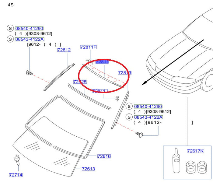 Nissan Front Windshield Windscreen Upper Molding - R33 4 Doors ##663101784 NISSAN